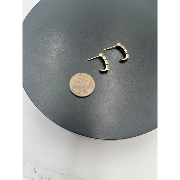 Ross Simon Sterling Silver Two Tone Illusion Diamond Half J Hoop Earrings - Picture 4 of 10